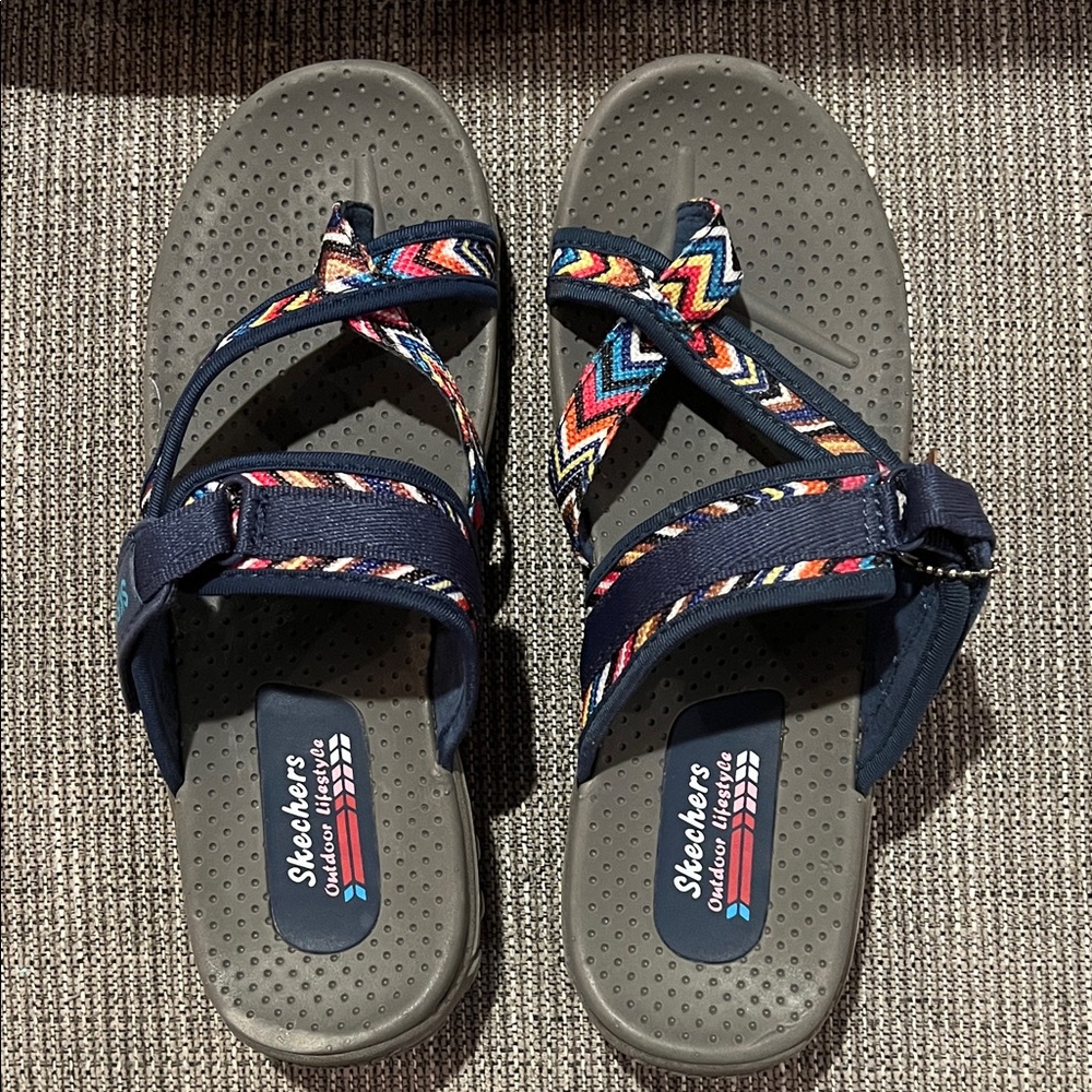 Skechers Navy and Multicolor Strappy Sandals